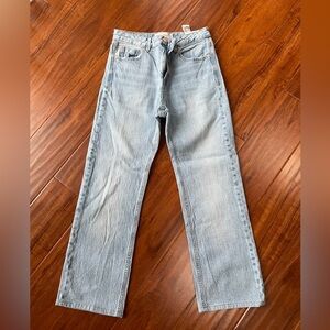 Stradivarius Light Blue Cropped Straight Denim Jeans